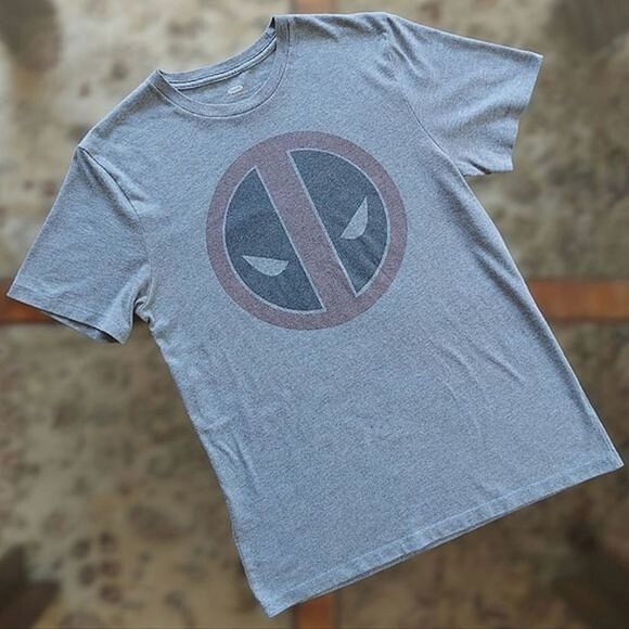 Old Navy Deadpool heather blue-grey short sleeve T-shirt - Picture 2 of 12